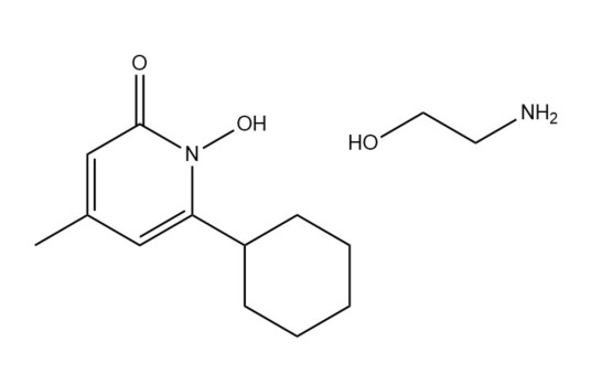 环吡司胺, 环吡酮胺, C12H17NO2.C2H7NO， 环匹罗司乙醇胺, 6-环己基-1-羟基-4-甲基吡啶-2(1H)-酮 2-氨基乙醇, CAS #: 41621-49-2，环比酮胺分子结构式